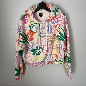GAP Vintage Soft Cropped Hoodie‎ Womens Size Small Multicolor Floral